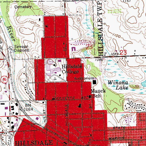 Topographic Map of Howard Music Hall, MI