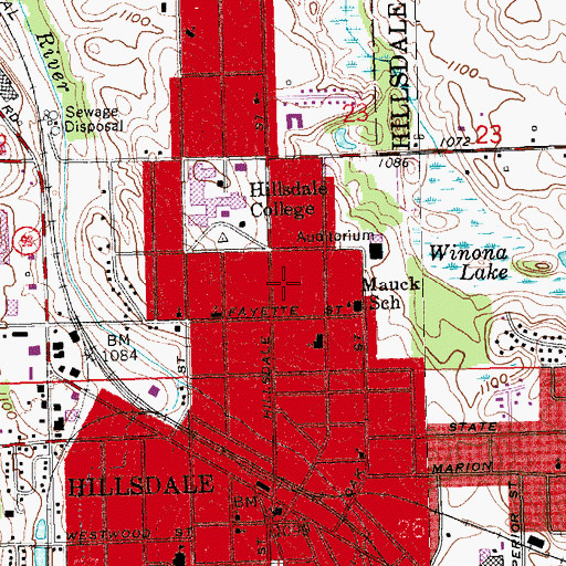 Topographic Map of Broadlawn Building, MI