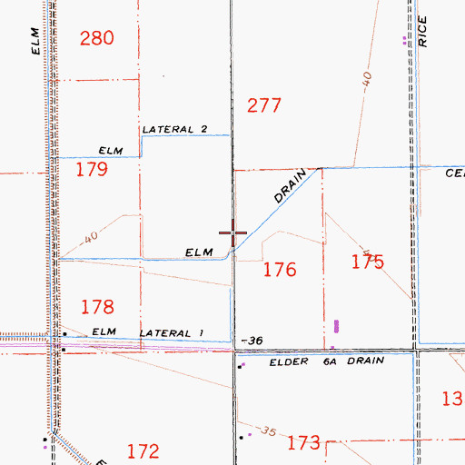 Topographic Map of Elm Drain, CA
