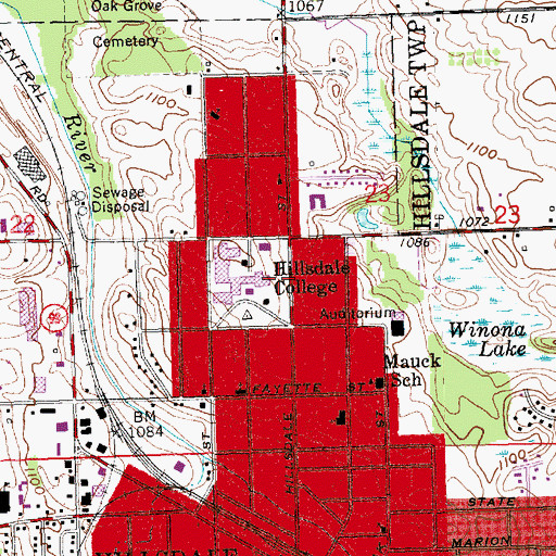 Topographic Map of Mossey Library, MI