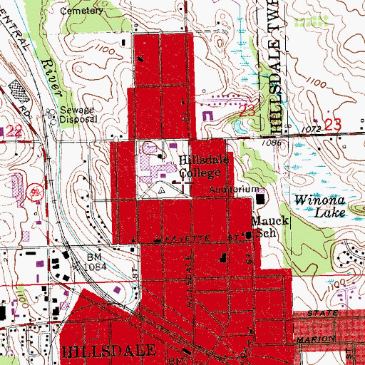 Topographic Map of Delp Hall, MI