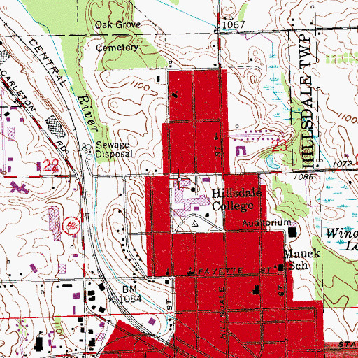 Topographic Map of Curtiss Dining Hall, MI