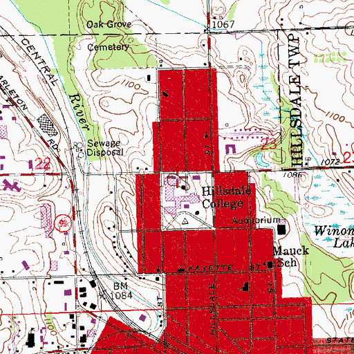 Topographic Map of Dow Center, MI