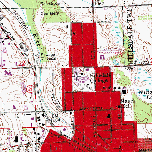 Topographic Map of Phillips Auditorium, MI