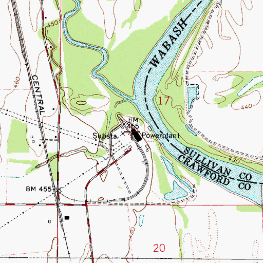 Topographic Map of Hutsonville Power Station, IL