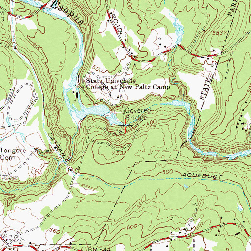 Topographic Map of Ashokan Bridge, NY