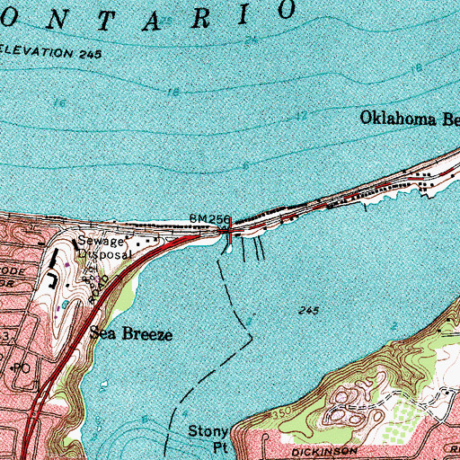 Topographic Map of Irondequoit Bay Outlet Bridge, NY