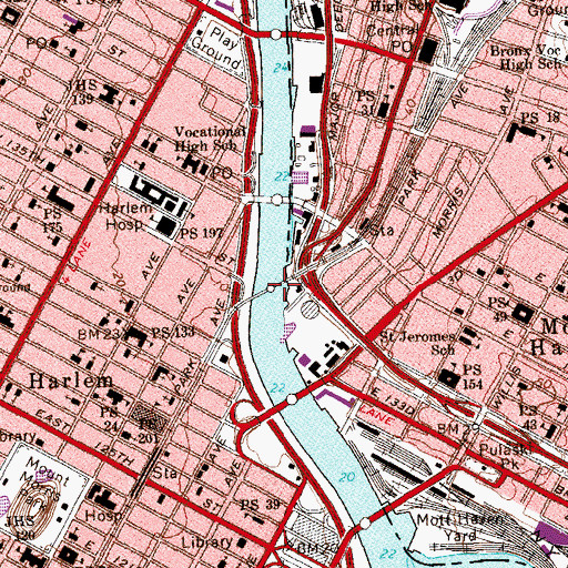 Topographic Map of Park Avenue Bridge, NY