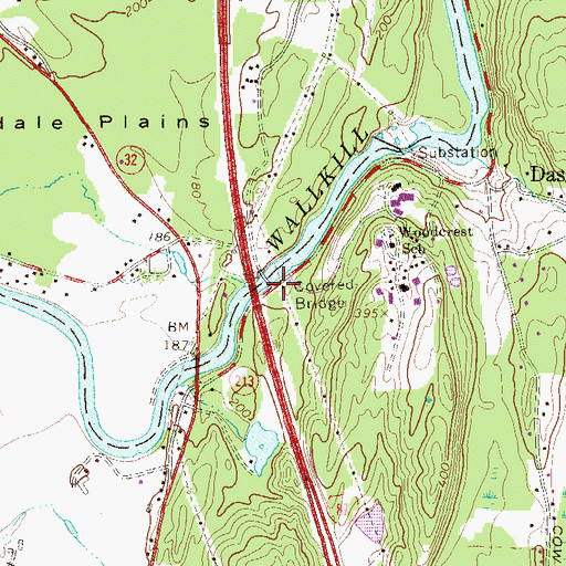 Topographic Map of Perrine's Bridge, NY