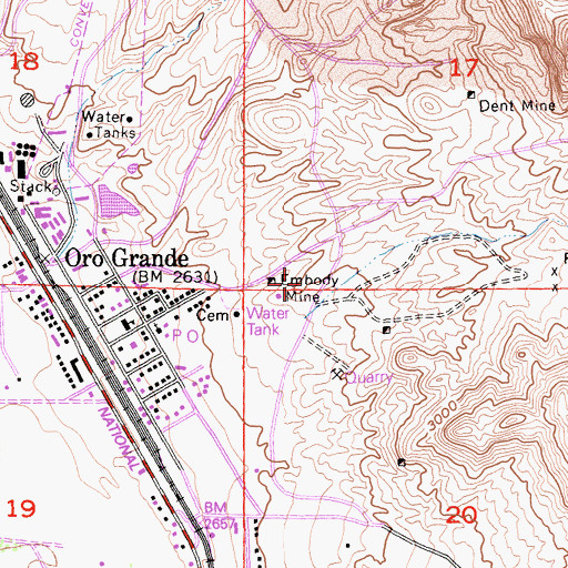 Topographic Map of Embody Mine, CA