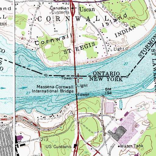 Topographic Map of Three Nations Crossing, NY