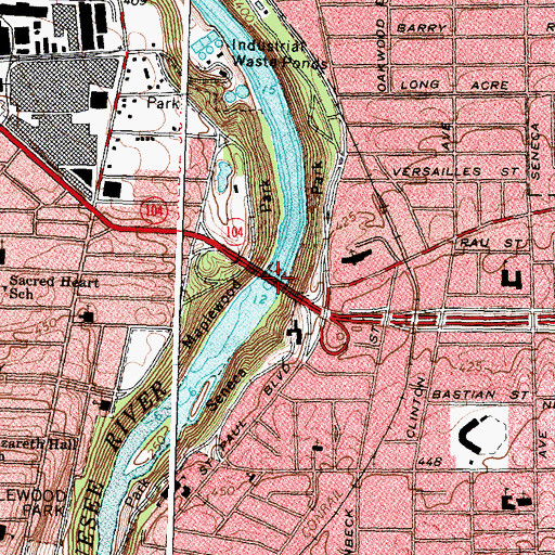 Topographic Map of Veterans Memorial Bridge, NY