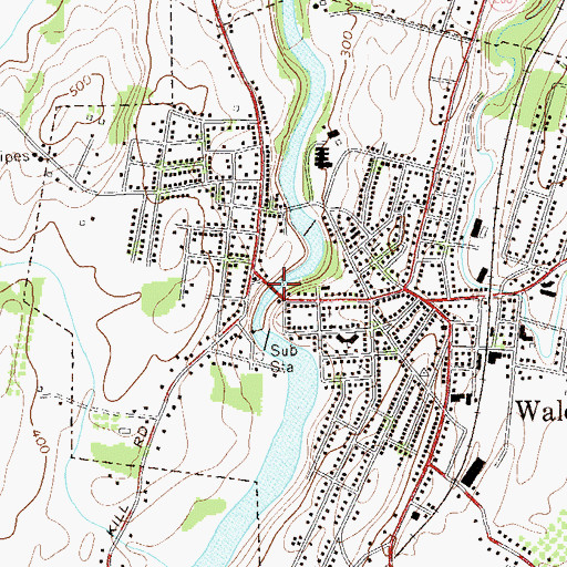 Topographic Map of Walden Veterans' Memorial Bridge, NY
