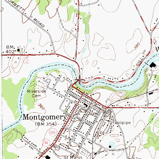 Topographic Map of Ward's Bridge, NY