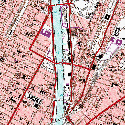 Topographic Map of 145th Street Bridge, NY
