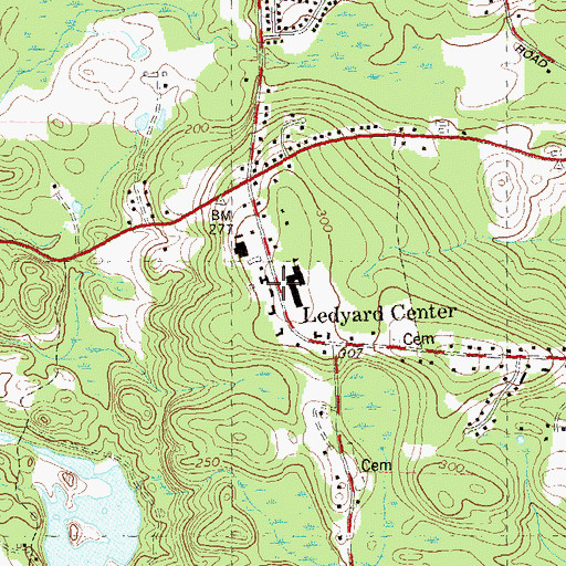 Topographic Map of Ledyard Firefighters Company, CT