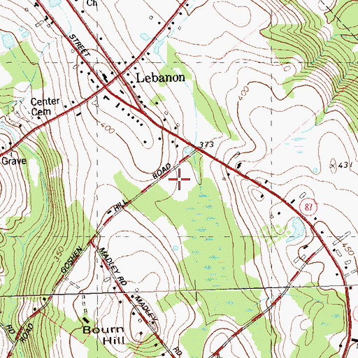 Topographic Map of Lebanon Fire Department Station 6, CT