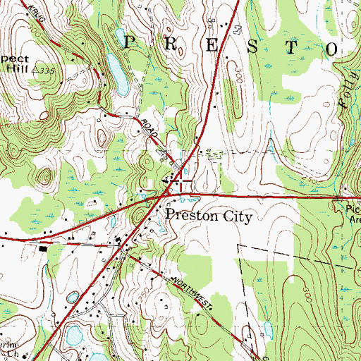 Topographic Map of Preston City Fire Company, CT
