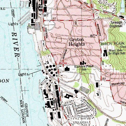 Topographic Map of Groton Fire Department Eastern Point Station, CT