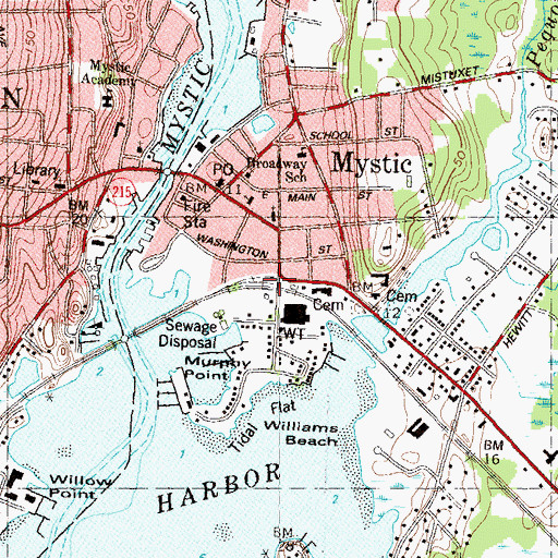 Topographic Map of Mystic Fire Department B. F. Hoxie Engine Company, CT
