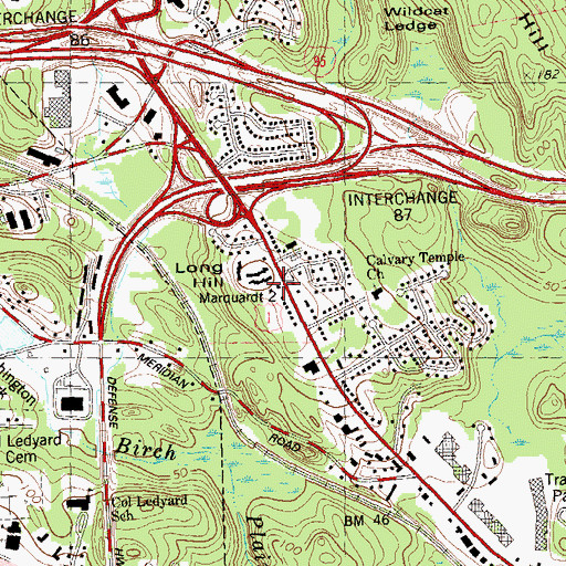 Topographic Map of Poquonnock Bridge Fire District Long Hill Station, CT