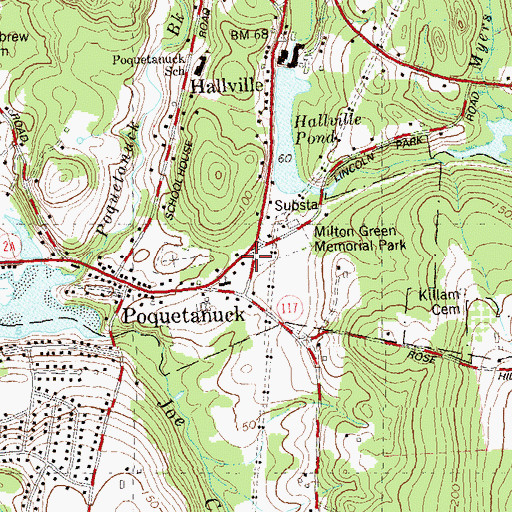 Topographic Map of Poquetanuck Fire Department, CT
