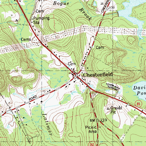 Topographic Map of Chesterfield Fire Company, CT