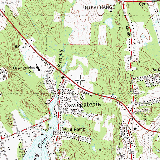 Topographic Map of Oswegatchie Fire Company 4, CT
