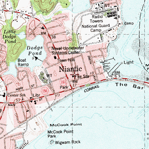 Topographic Map of Niantic Fire Department Headquarters, CT