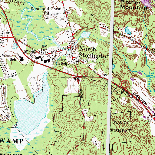 Topographic Map of North Stonington Fire Department, CT