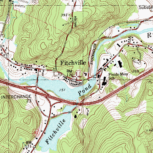Topographic Map of Bozrah Volunteer Fire Company Station 26, CT