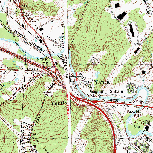 Topographic Map of Yantic Fire Engine Company 1, CT