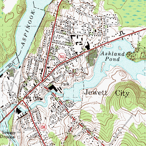 Topographic Map of Jewett City Fire Department, CT