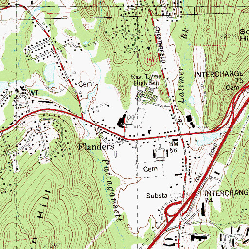 Topographic Map of East Lyme Fire Communications, CT