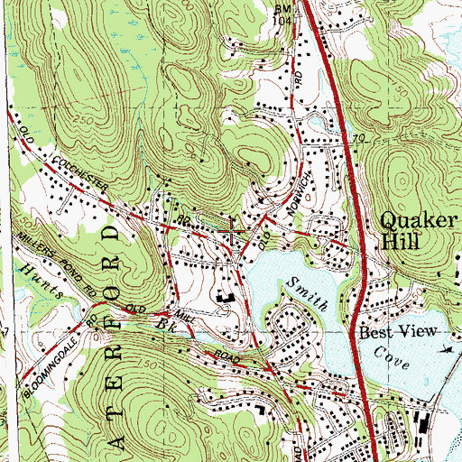 Topographic Map of Quaker Hill Fire Company 2, CT