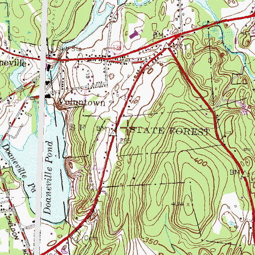 Topographic Map of Voluntown Fire Department Station 53, CT