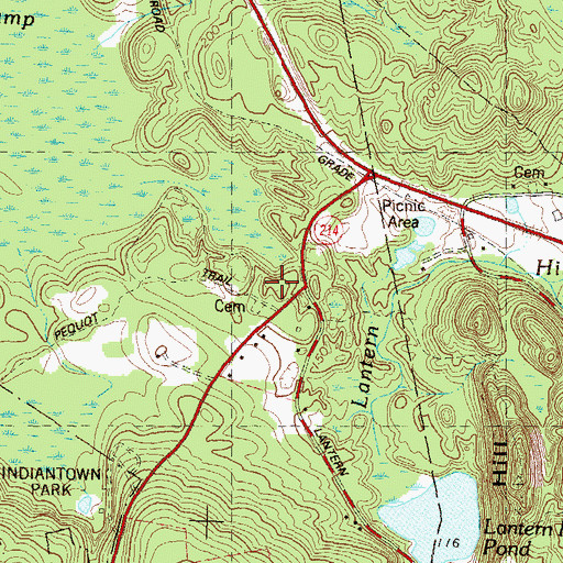 Topographic Map of Mashantucket Pequot Fire Department, CT
