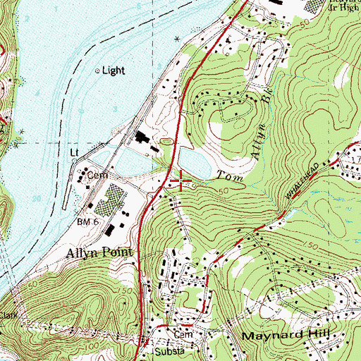 Topographic Map of Gales Ferry Volunteer Fire Company, CT