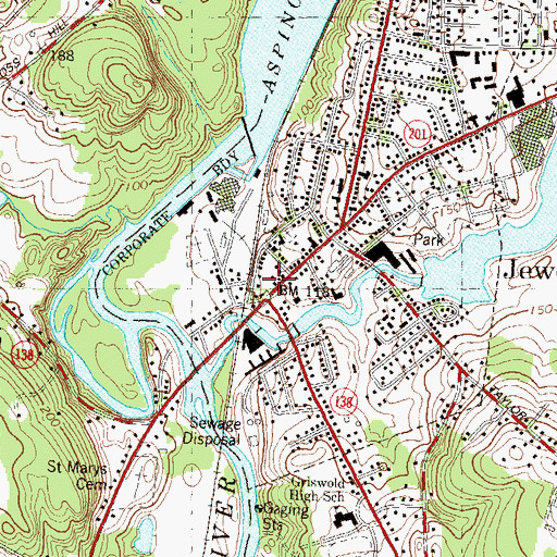 Topographic Map of Griswold Fire Marshal's Office, CT