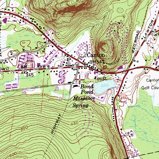 Topographic Map of Canton Volunteer Fire Department, CT