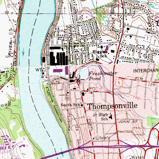 Topographic Map of Thompsonville Fire Department District 2, CT
