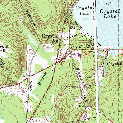 Topographic Map of Crystal Lake Volunteer Fire Department, CT