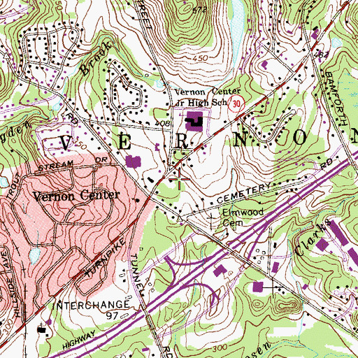 Topographic Map of Vernon Volunteer Fire Department Station 141, CT