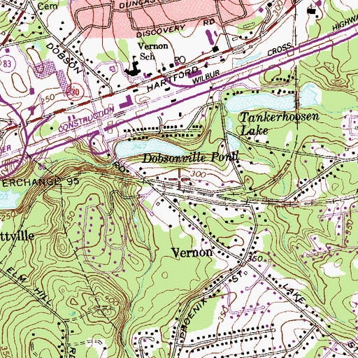 Topographic Map of Vernon Volunteer Fire Department Station 241, CT