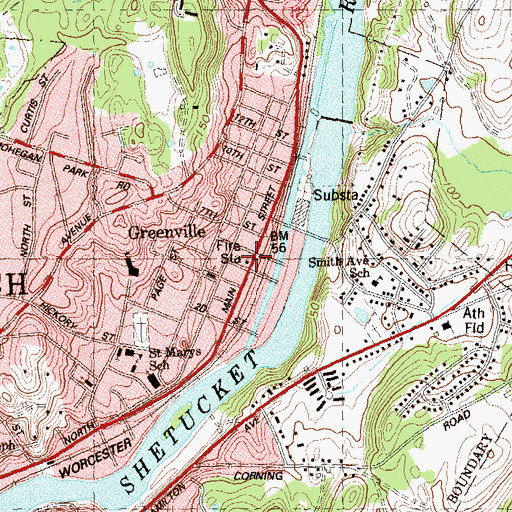 Topographic Map of Norwich Fire Department Engine 2, CT