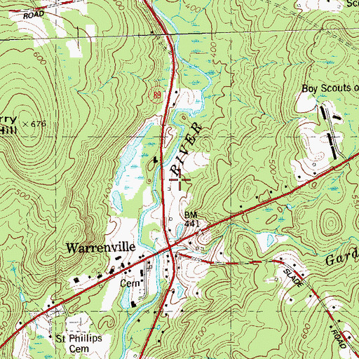 Topographic Map of Ashford Volunteer Fire Department Station 20, CT