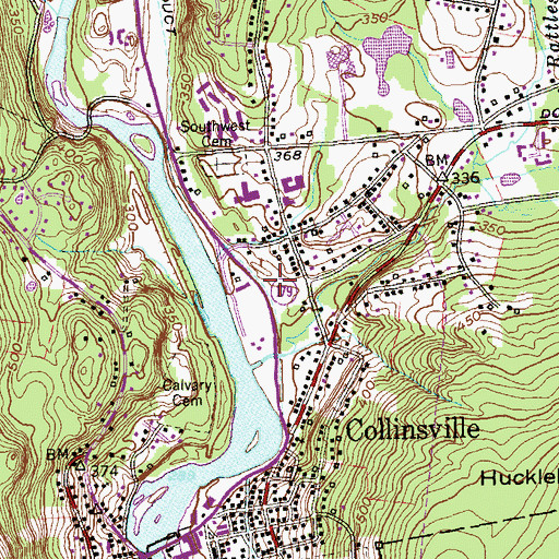 Topographic Map of Collinsville Volunteer Fire Department, CT