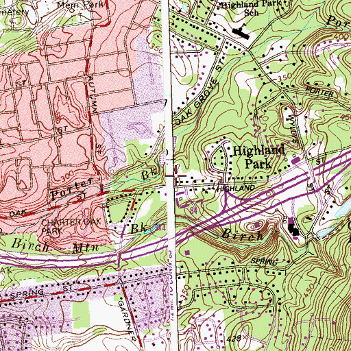 Topographic Map of Manchester Fire Rescue Emergency Medical Services Station 4, CT