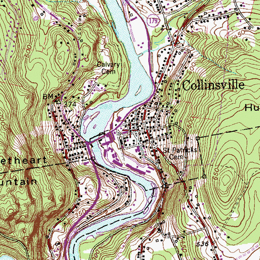 Topographic Map of Canton Fire Marshal's Office, CT