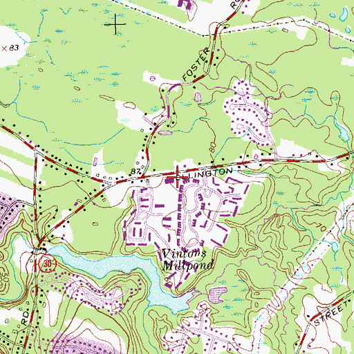 Topographic Map of South Windsor Volunteer Fire Department, CT